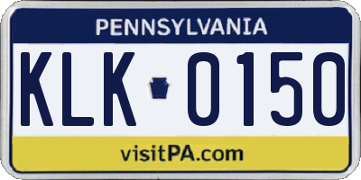 PA license plate KLK0150