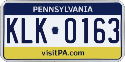 PA license plate KLK0163
