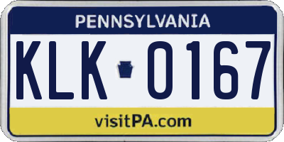 PA license plate KLK0167