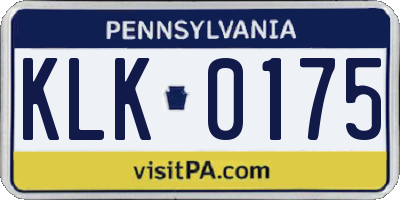PA license plate KLK0175