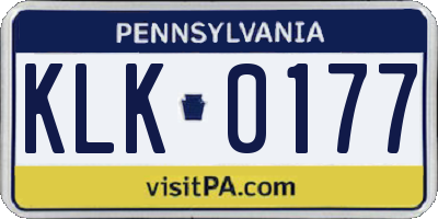 PA license plate KLK0177