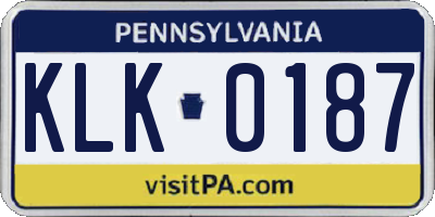 PA license plate KLK0187
