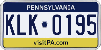 PA license plate KLK0195
