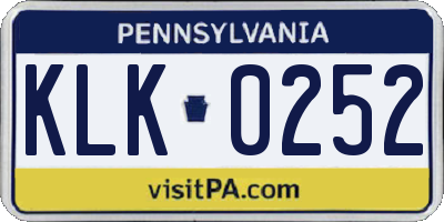 PA license plate KLK0252