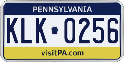 PA license plate KLK0256