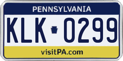 PA license plate KLK0299