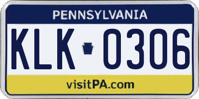 PA license plate KLK0306