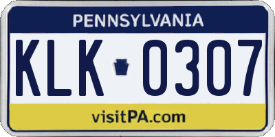 PA license plate KLK0307