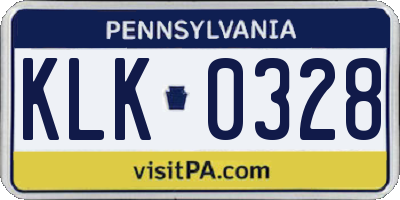 PA license plate KLK0328