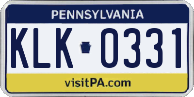 PA license plate KLK0331