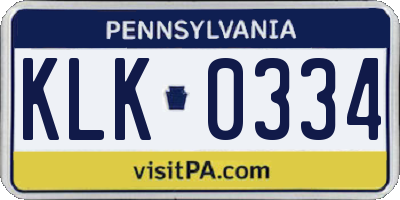 PA license plate KLK0334