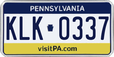 PA license plate KLK0337