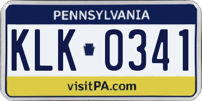 PA license plate KLK0341