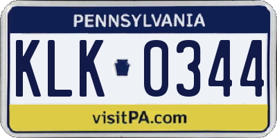 PA license plate KLK0344