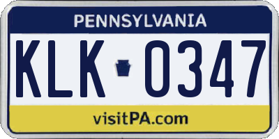 PA license plate KLK0347