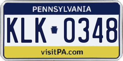 PA license plate KLK0348