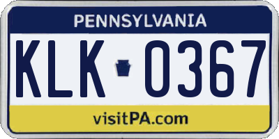 PA license plate KLK0367