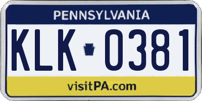 PA license plate KLK0381