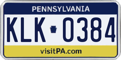 PA license plate KLK0384