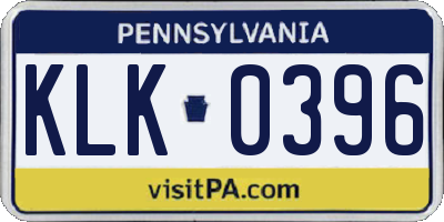 PA license plate KLK0396