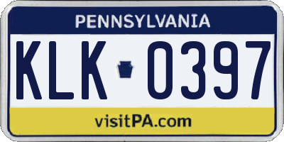PA license plate KLK0397