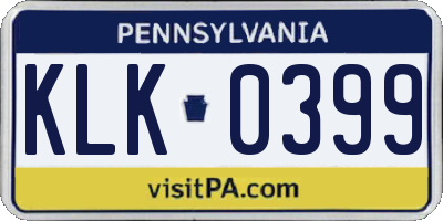 PA license plate KLK0399