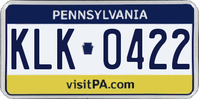 PA license plate KLK0422
