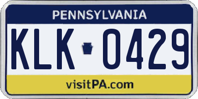 PA license plate KLK0429
