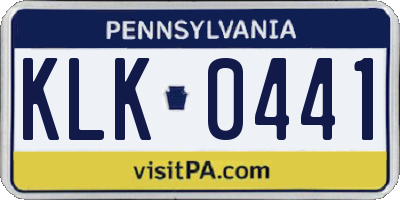 PA license plate KLK0441