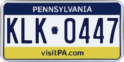 PA license plate KLK0447
