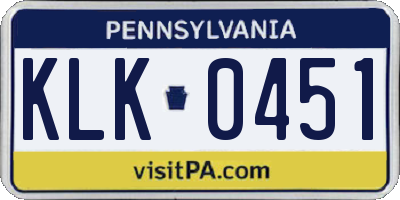 PA license plate KLK0451