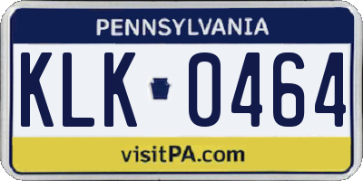 PA license plate KLK0464