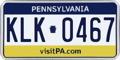 PA license plate KLK0467