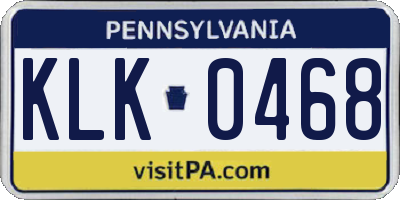 PA license plate KLK0468