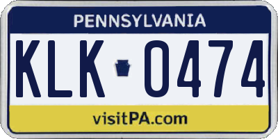 PA license plate KLK0474