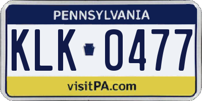 PA license plate KLK0477