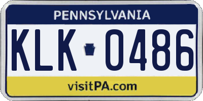 PA license plate KLK0486