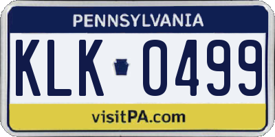 PA license plate KLK0499