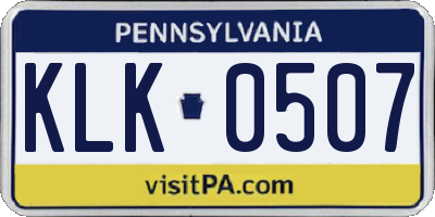 PA license plate KLK0507