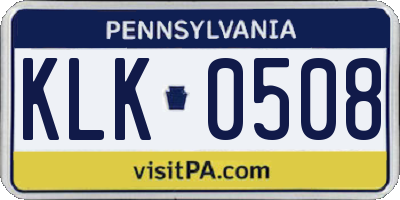 PA license plate KLK0508