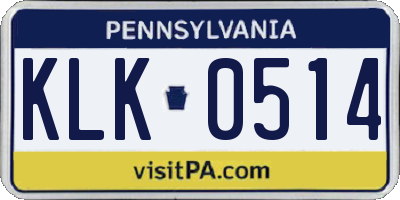 PA license plate KLK0514