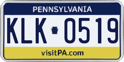 PA license plate KLK0519