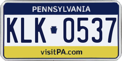 PA license plate KLK0537