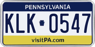 PA license plate KLK0547