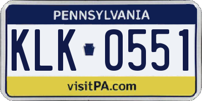 PA license plate KLK0551