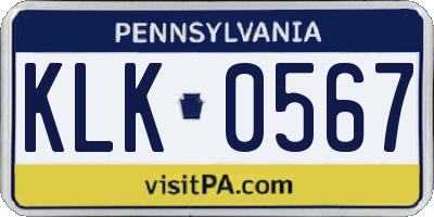 PA license plate KLK0567