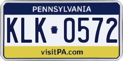 PA license plate KLK0572