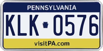 PA license plate KLK0576