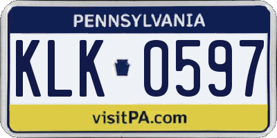 PA license plate KLK0597