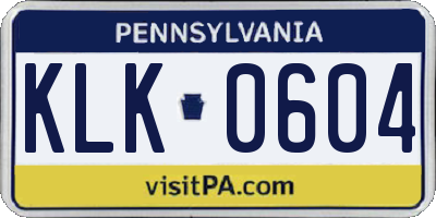 PA license plate KLK0604